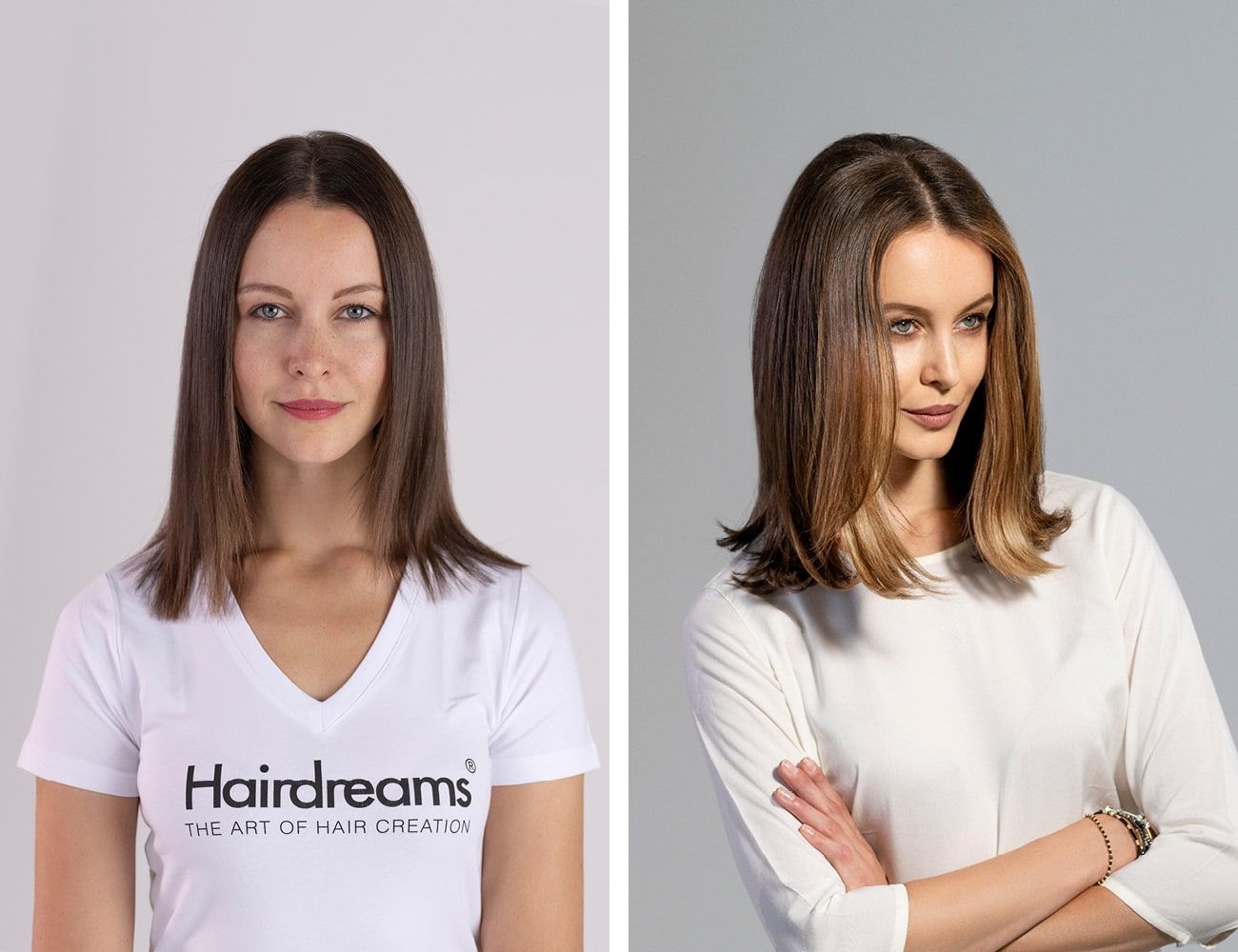 Frau mit brünetten Haaren vorher und nachher