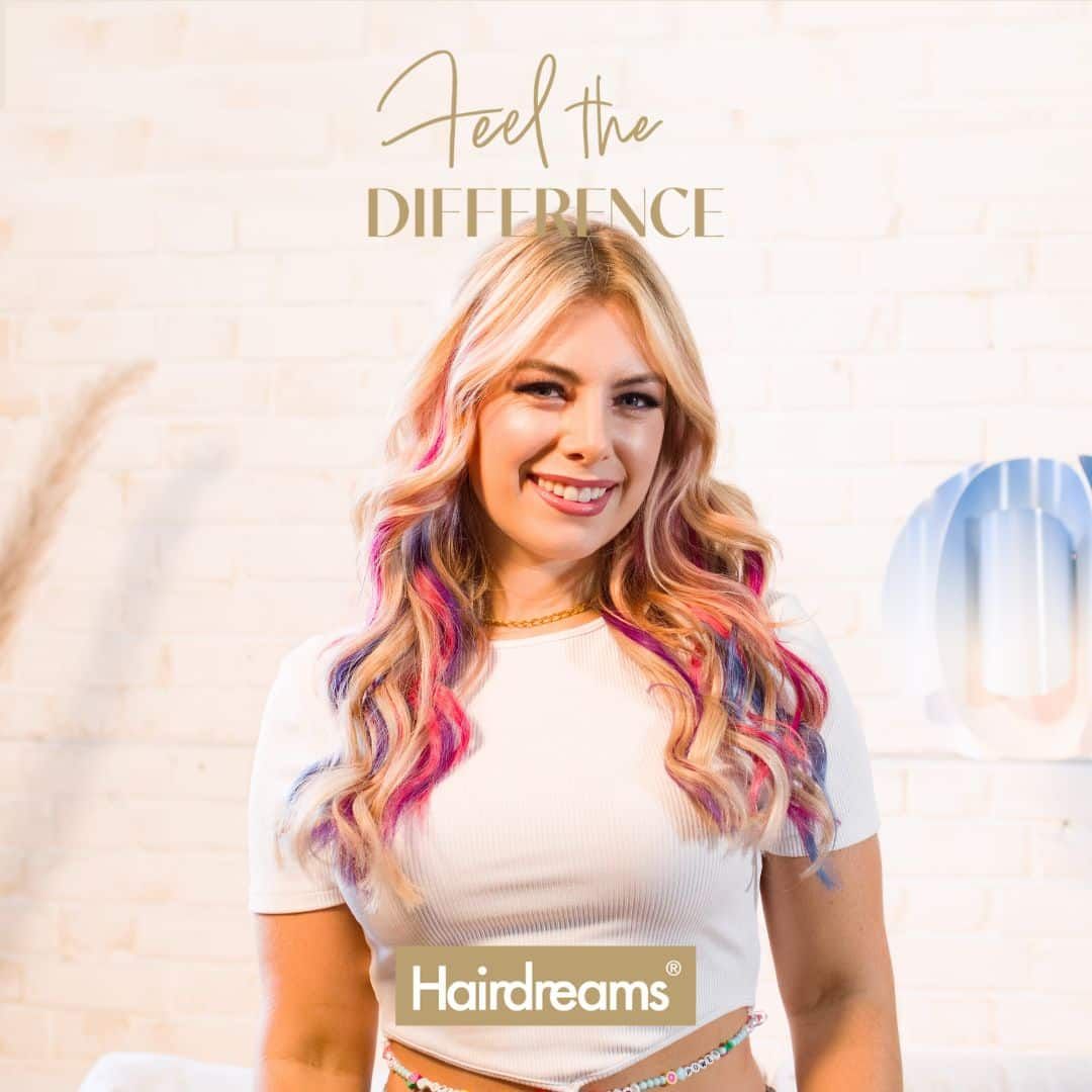 Werbeplakat von Hairdreams mit einer blonden Frau