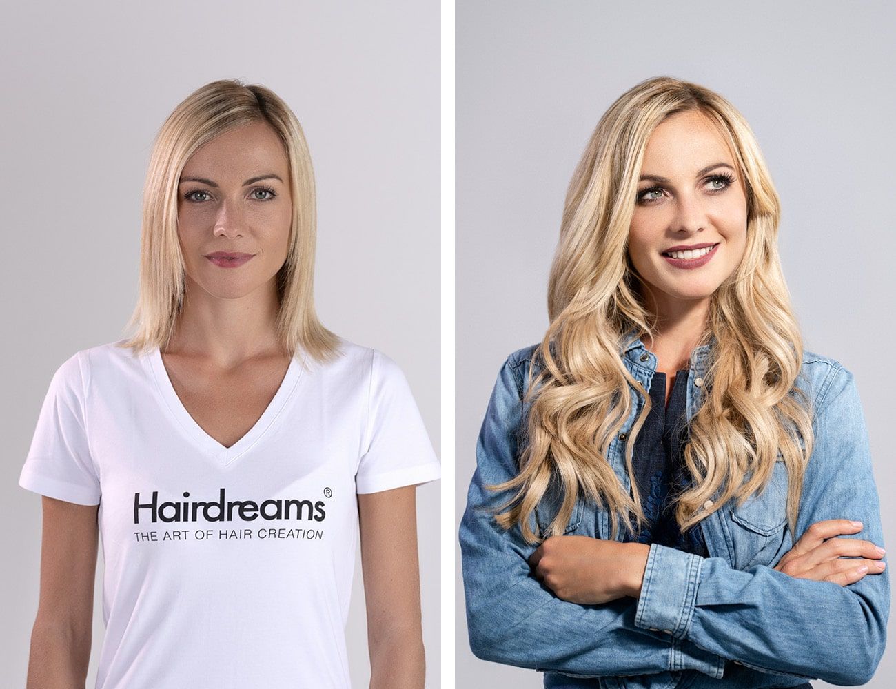 Frau mit blonden Haaren vorher und nachher